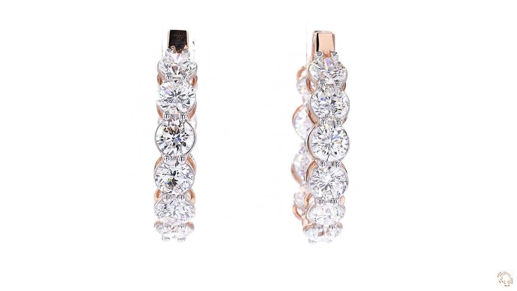Nincs minimálár - Hoop fülbevaló - 18 kt. Rózsa arany - 5.06ct. tw. Gyémánt (Laboratóriumban előállított) #3.2