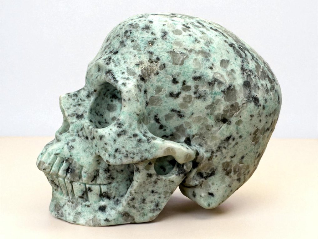 莲花碧玉骷髅“博物馆级” 雕刻頭骨 - Jasper - 9.5 cm - 8.5 cm - 12 cm - (1) #3.2