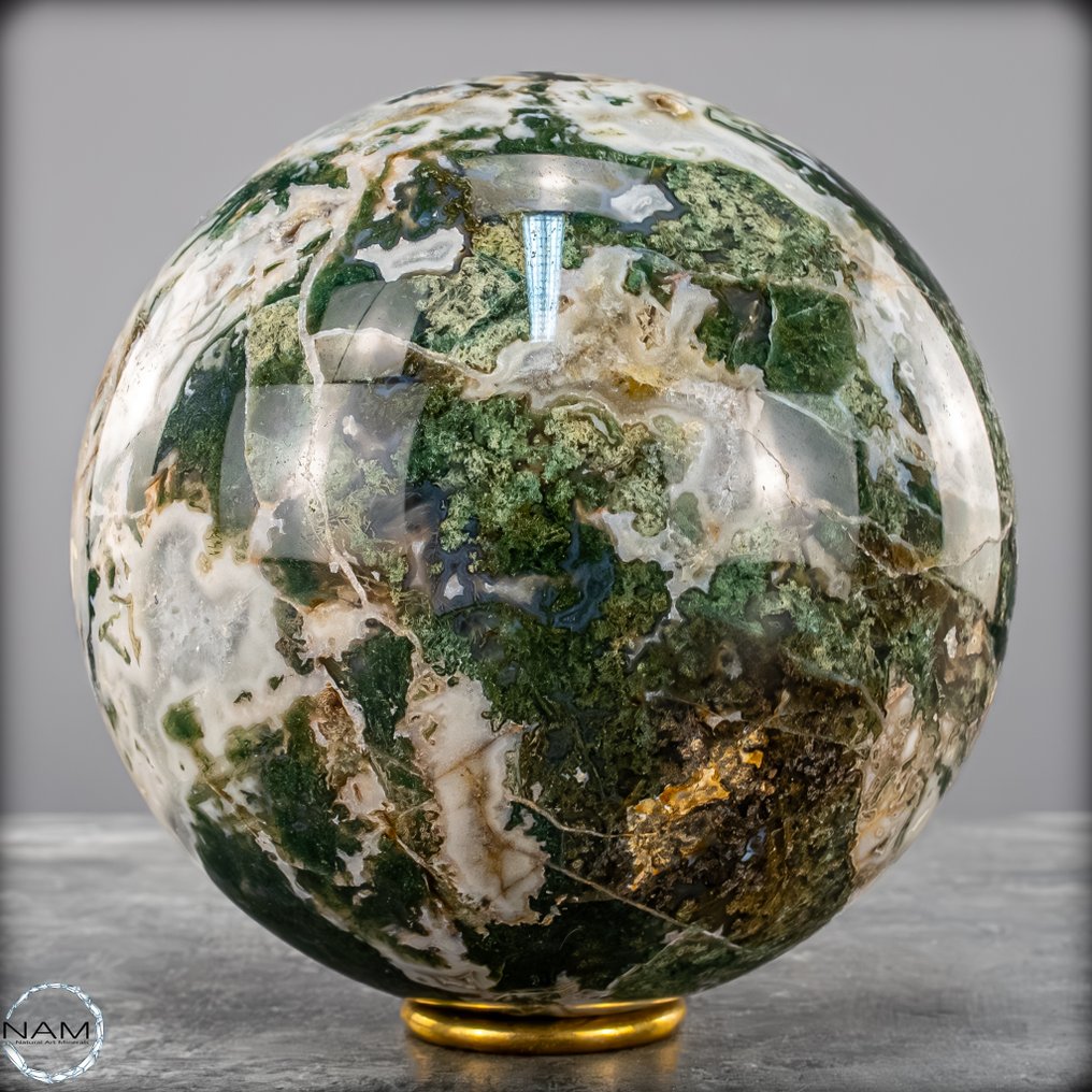 苔藓玛瑙球配以裂隙——晶体形态的自然精灵 Sphere- 3535.72 g #1.0