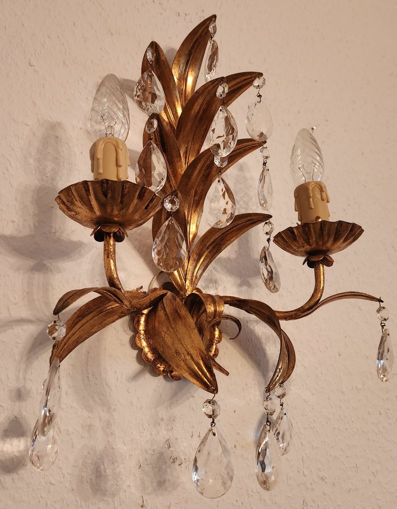 蜡烛壁灯 - 镀金, 铁, 水晶 - 金箔手工锻造 #4.3