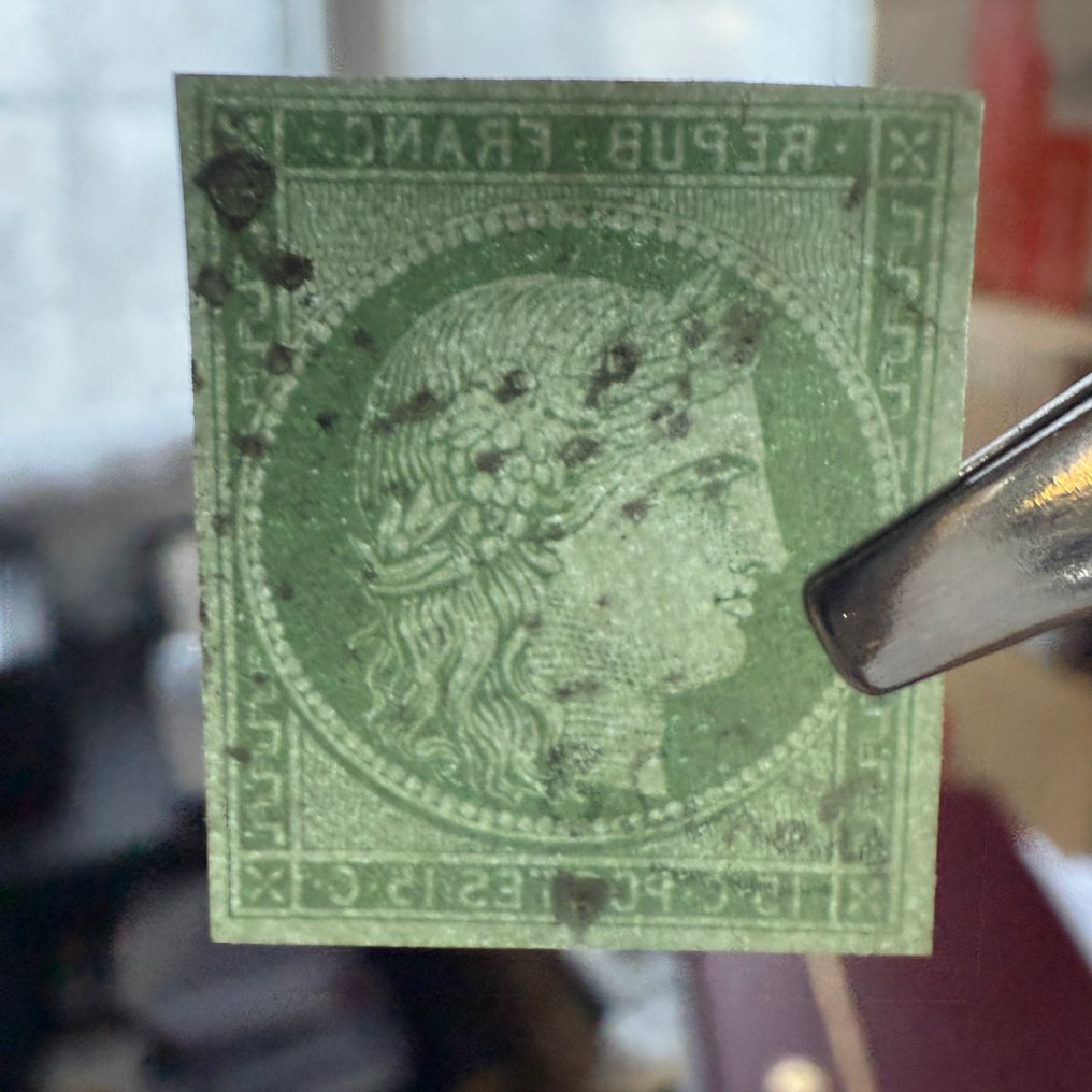 法国  - Yvert 2 'Cérès 15c 绿色' 已盖销 - 品相极佳 #2.1