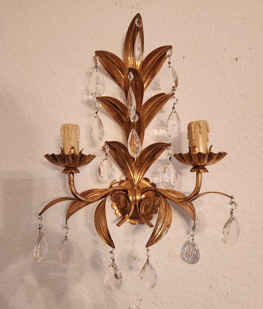 蜡烛壁灯 - 镀金, 铁, 水晶 - 金箔手工锻造 #1.0