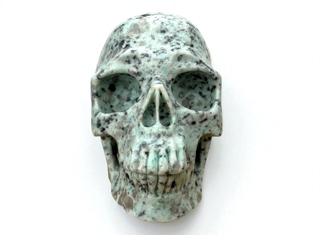 莲花碧玉骷髅“博物馆级” 雕刻頭骨 - Jasper - 9.5 cm - 8.5 cm - 12 cm - (1) #1.0