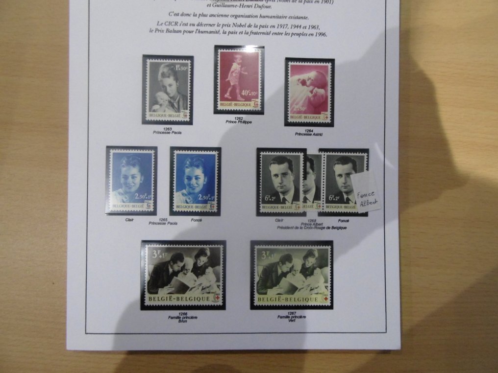 比利时 1963 - 专业收藏品,展览板上的编号、FDC(首日封)、变体。 - OBP 1262/1268 + 1267A/1267B #1.0