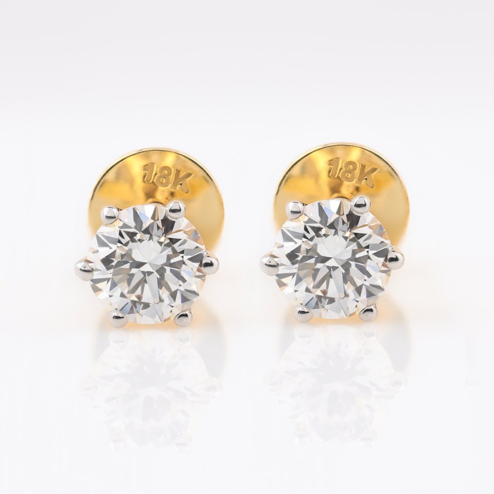 Boucles d'oreilles cloutées - 18 carats Or jaune - 1.00ct. tw. - Boucles d'oreilles à clous de 0,50 Ct #1.0