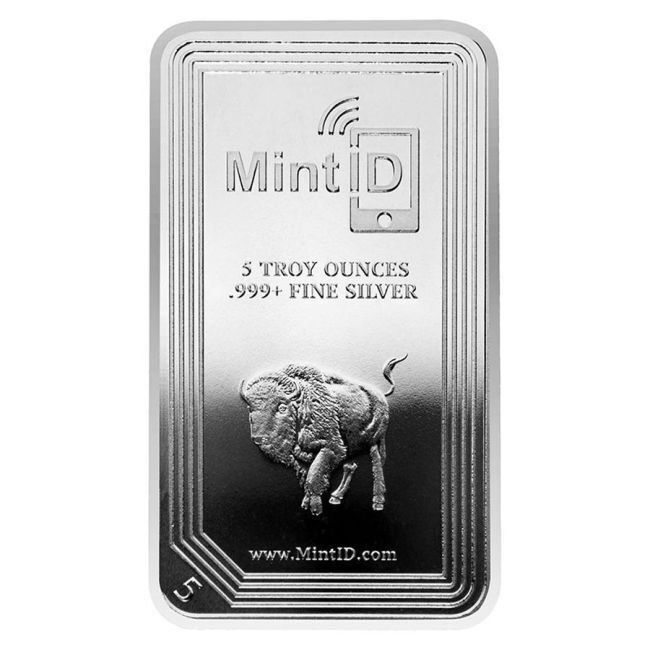 5 Troy Ounce - Prata .999 - 5 oz MintID Buffalo 999 Fine Silver Bar (NFC Microchip Certification) - Com certificado #2.1