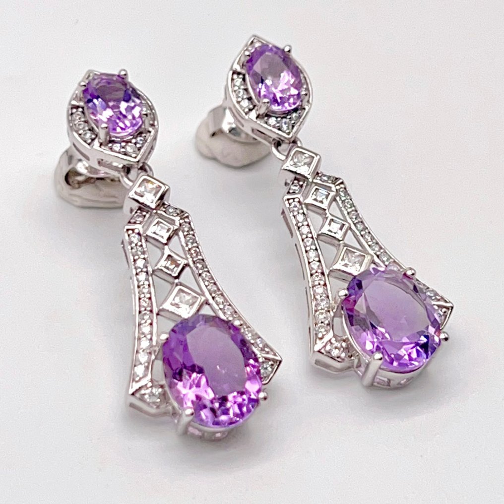 Senza prezzo di riserva - Orecchini Argento Ametista - 4.7CT #3.2