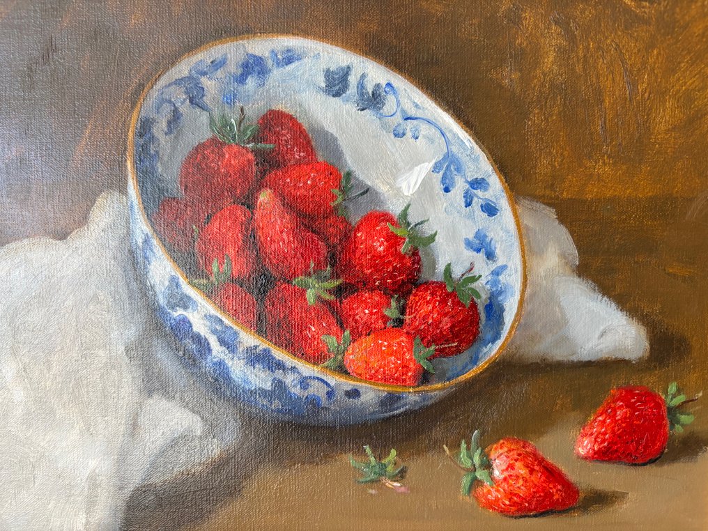 Antoon Pilyser (1939-) - Stilleven met aardbeien #3.2