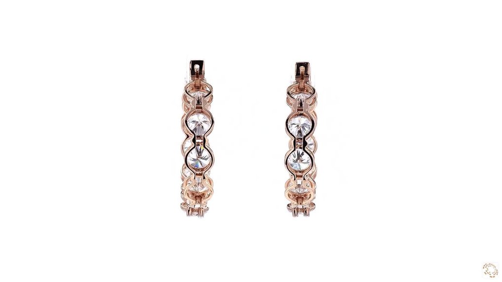 Nincs minimálár - Hoop fülbevaló - 18 kt. Rózsa arany - 5.06ct. tw. Gyémánt (Laboratóriumban előállított) #1.0