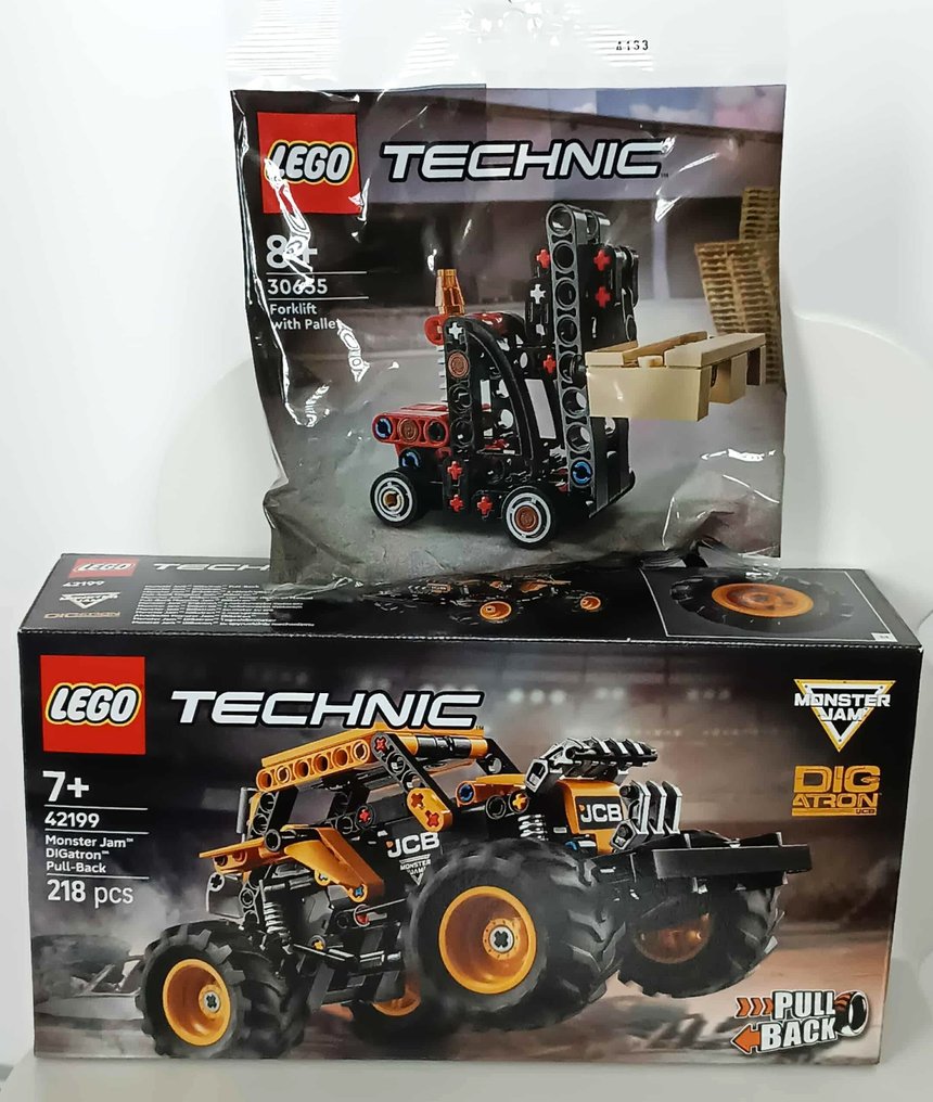 LEGO - 科技 - 42199, 30655 - Lego - Technic  - Monster Jam DIGatron Pull-Back + Wózek widłowy z paletą  - NEW - MISB #1.0