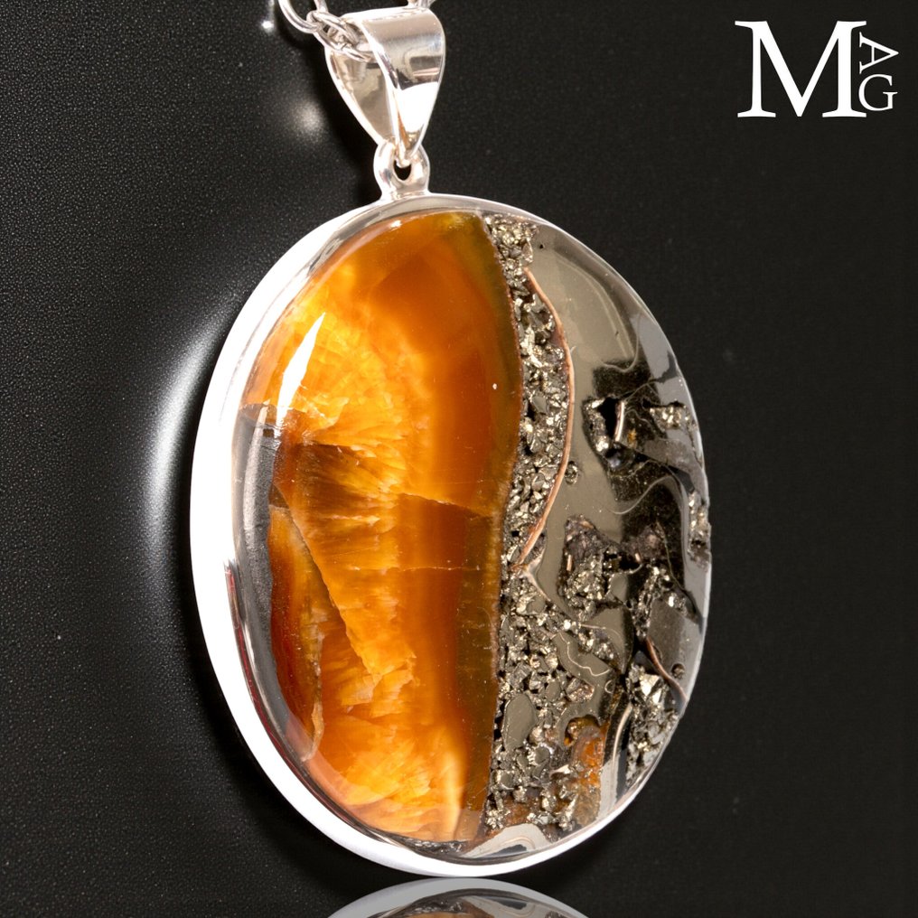 Ιουρασική Κόσμημα Μενταγιόν – Απολιθωμένο Αμμόνητο Πυριτωμένο - Ύψος: 60 mm - Πλάτος: 42 mm- 30 g #2.1