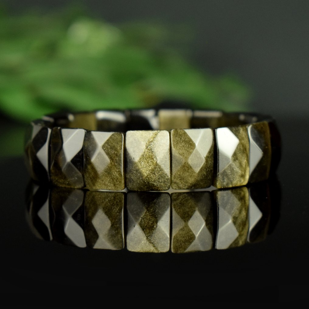 Οψιάνος Βραχιόλι υψηλής ποιότητας - Χρυσαφένια ερυσίδος ιριδίζουσα - Πλάτος: 15 mm- 33,3 g #1.0