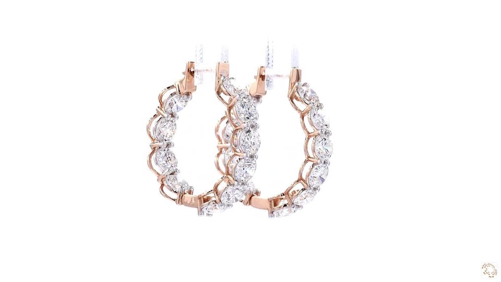 Nincs minimálár - Hoop fülbevaló - 18 kt. Rózsa arany - 5.06ct. tw. Gyémánt (Laboratóriumban előállított) #4.3