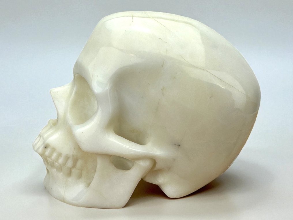 Skull "White Agate" Carved skull - - - 9.5 cm - 8.5 cm - 12 cm -  (1) #4.3