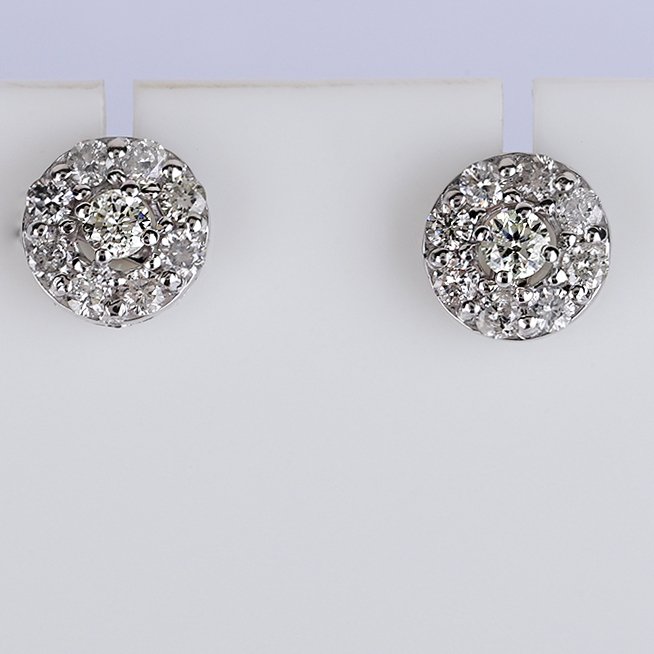 吊坠 - 14K包金 白金 -  2.08ct. tw. 钻石 (天然) - 吊坠和耳环 #1.0