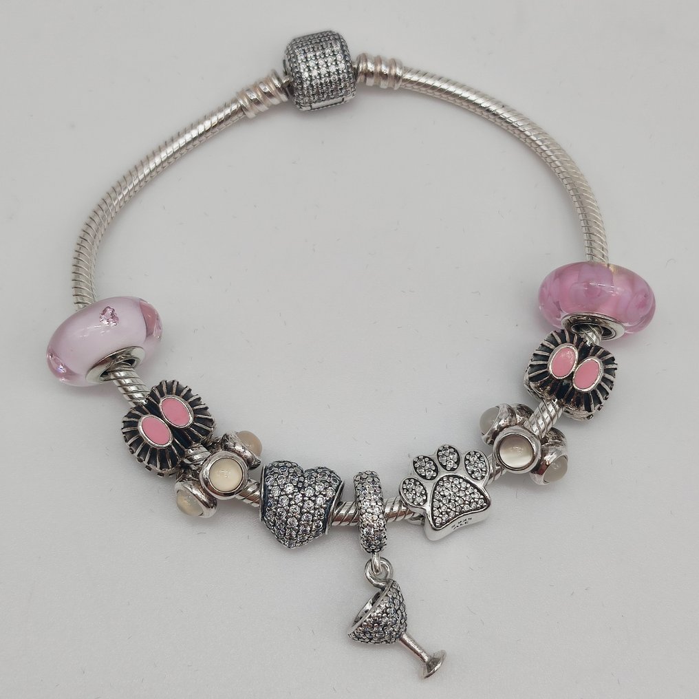 Senza prezzo di riserva - Pandora - Bracciale con charm Argento - Pink & Pavé Charms #1.0