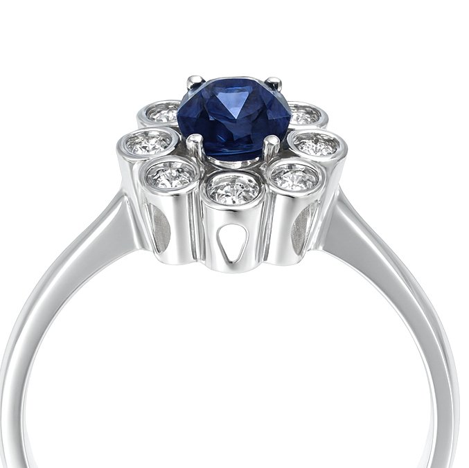 Bague - 18 carats Or blanc -  1.06ct. tw. Saphir - Diamant #2.1