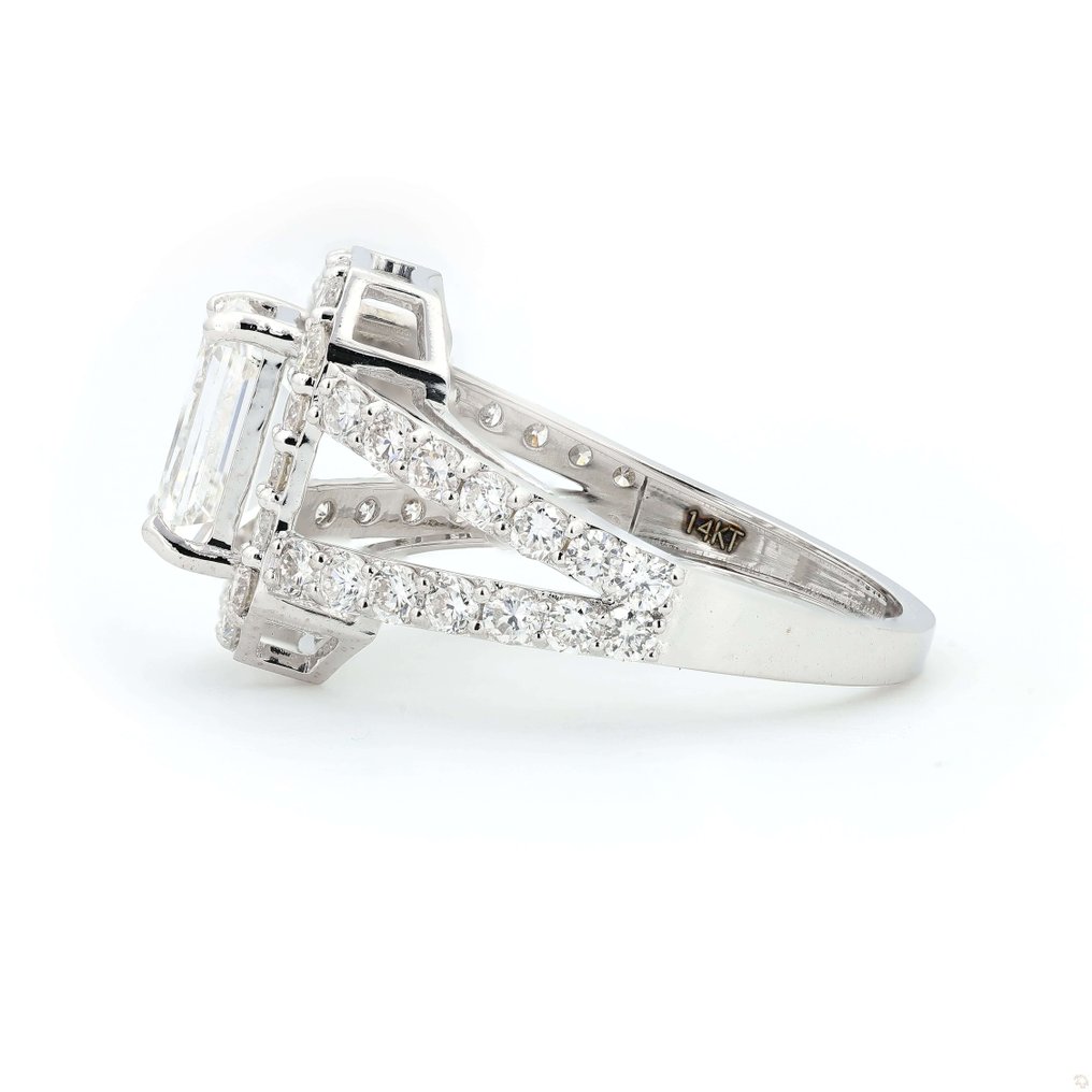 Ingen mindstepris - Forlovelsesring - 14 karat Hvidguld - 2.46ct. tw. Diamant (Laboratoriedyrket) - Diamant - Emerald Cut vielsesring #3.2