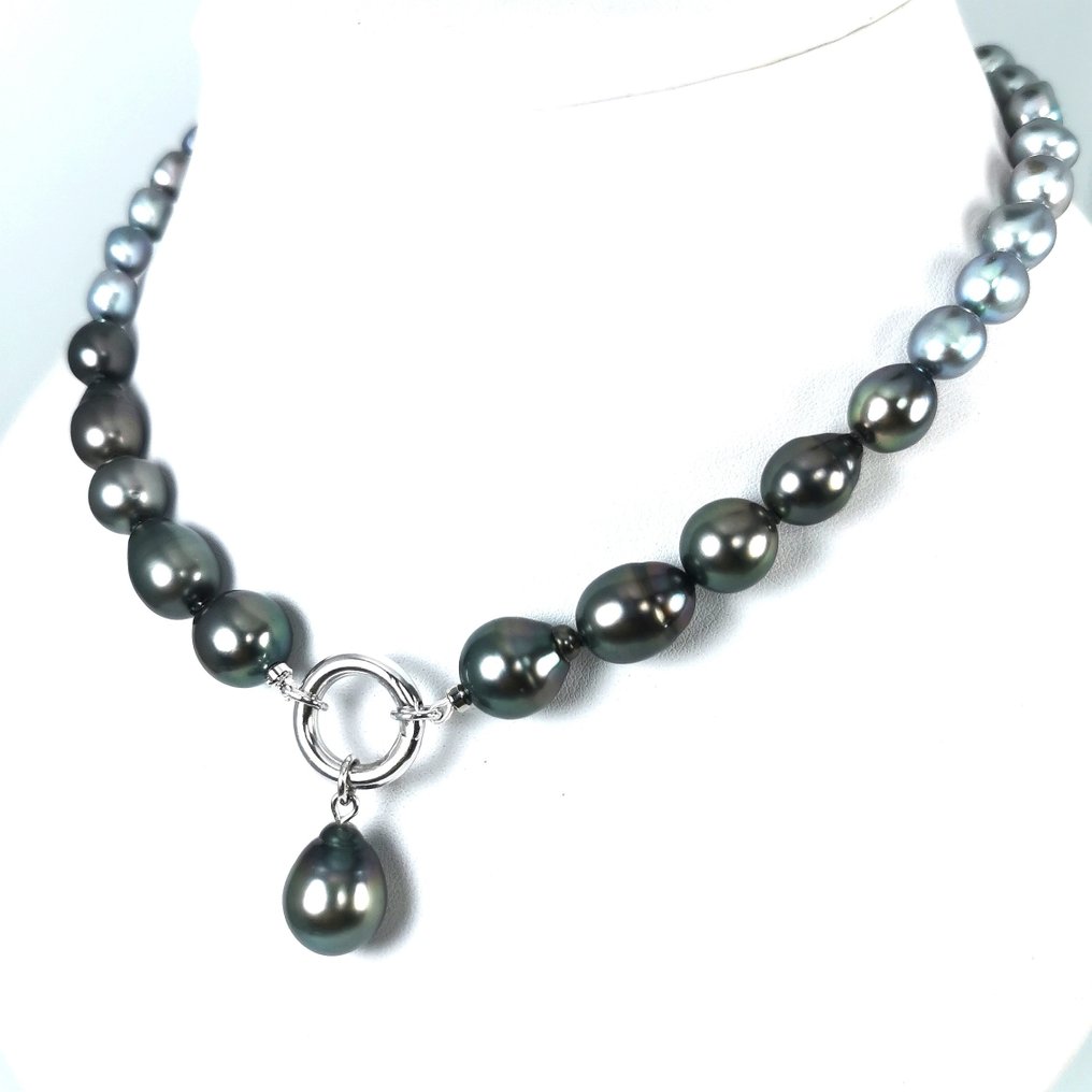 项链 银 珍珠 - 珍珠 - Tahiti 毕业 Ø7-12MM #4.3
