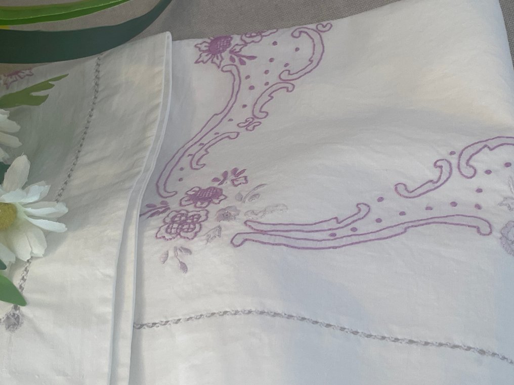 ricami fatti a mano - Bed sheet (3) - 256 cm - 234 cm - Sheet set #2.1