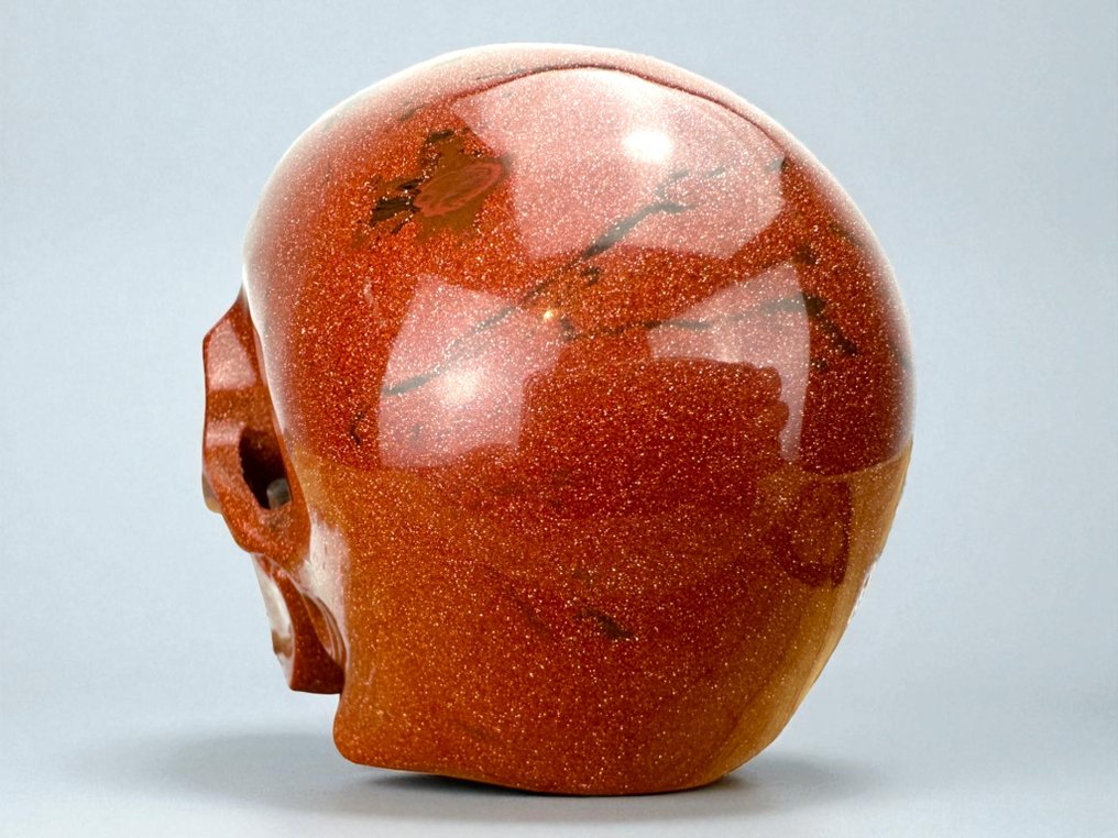 Sonne `Stone „Museum Quality“ Geschnitzter Schädel - feldspar - 9.5 cm - 8.5 cm - 12 cm -  (1) #4.3