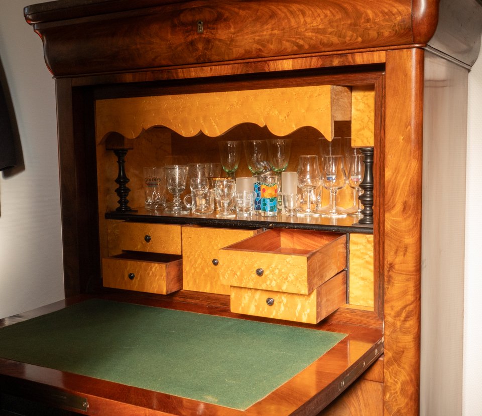 Sekretär - Holz - Sekretärschreibtisch mit Marmortop #2.1