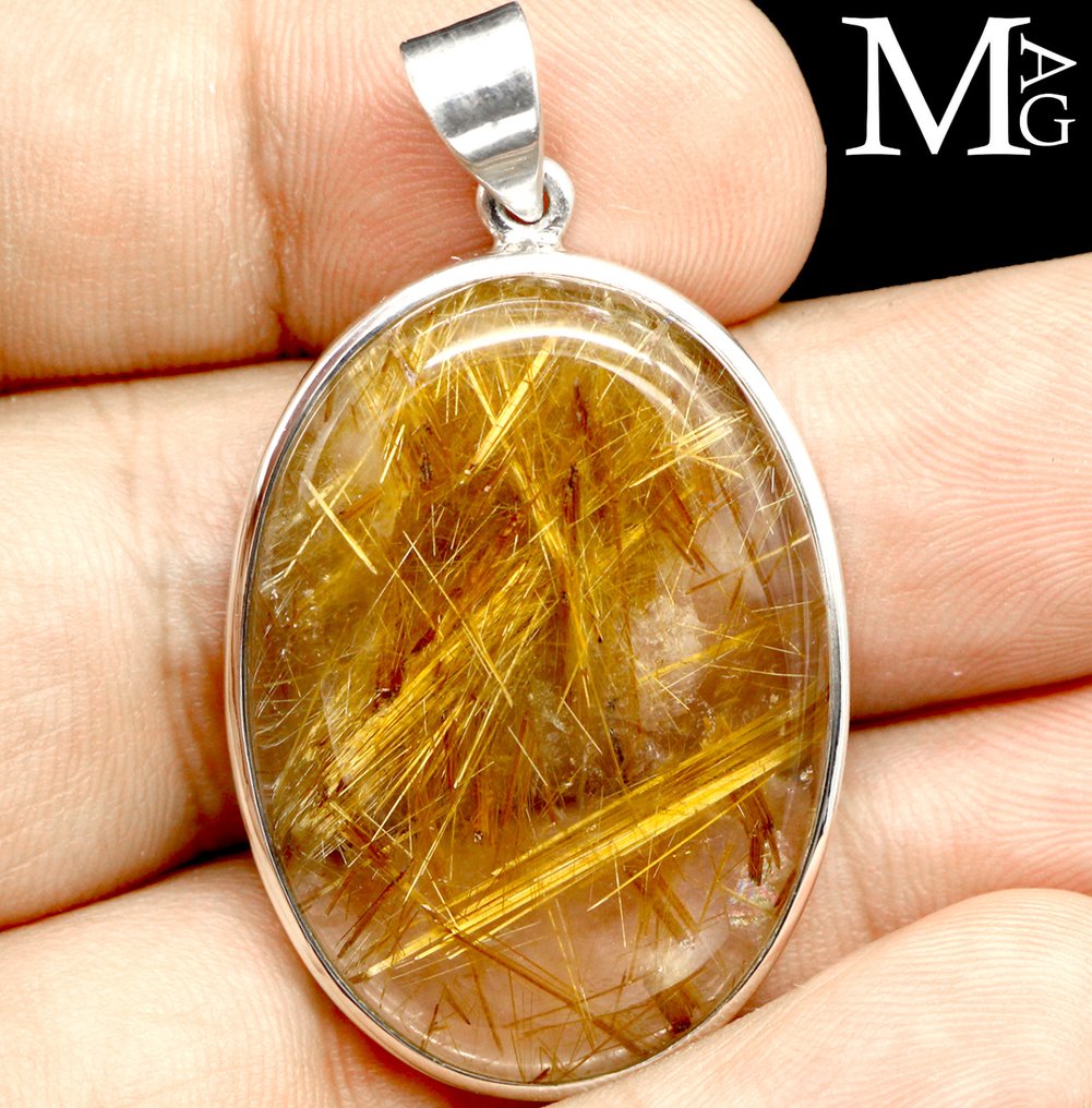 壮观的针状金红石包裹物 针铁矿石——天使之石 - 高度: 49 mm - 闊度: 28 mm- 14 g #3.2