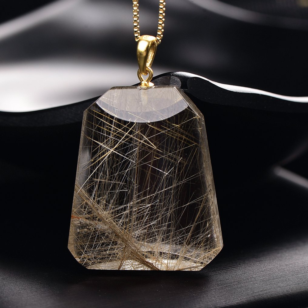 Pendentif en quartz rutile naturel certifié ALGT - grand et très exclusif Remarquable pour sa clarté exceptionnellement éclatante.- 13.46 g #1.0