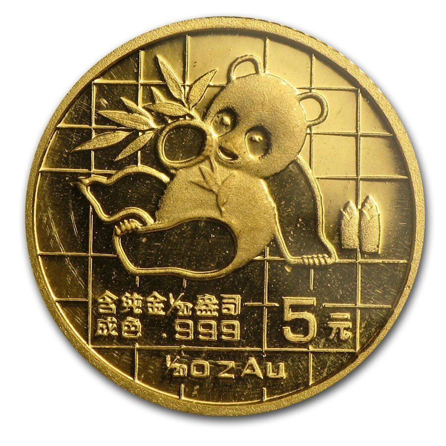 Kina. 1989 1/20 oz ¥5 CNY Chinese Gold Panda Coin #1.0
