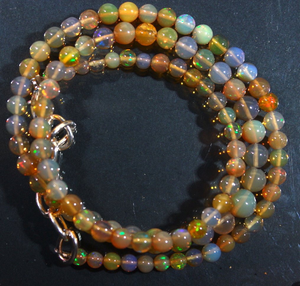 Ct. 52.00 未处理的埃塞俄比亚欧泊珍珠项链 手工制作的- 10.4 g #4.3