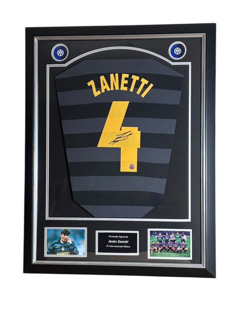 Inter Milan - 欧洲足球联盟 - Javier Zanetti  - Premium Frame – Museum Quality - 1998 - 球衣  #1.0