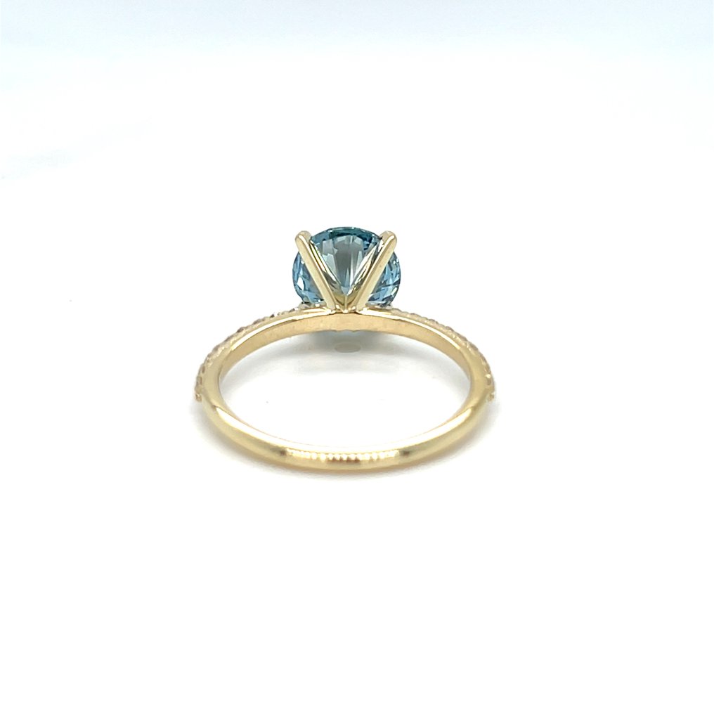 Ingen mindstepris - Ring - 14 karat Gulguld -  2.30ct. tw. Blå Diamant (Laboratoriedyrket diamant i fancy farver) - Diamant #3.2
