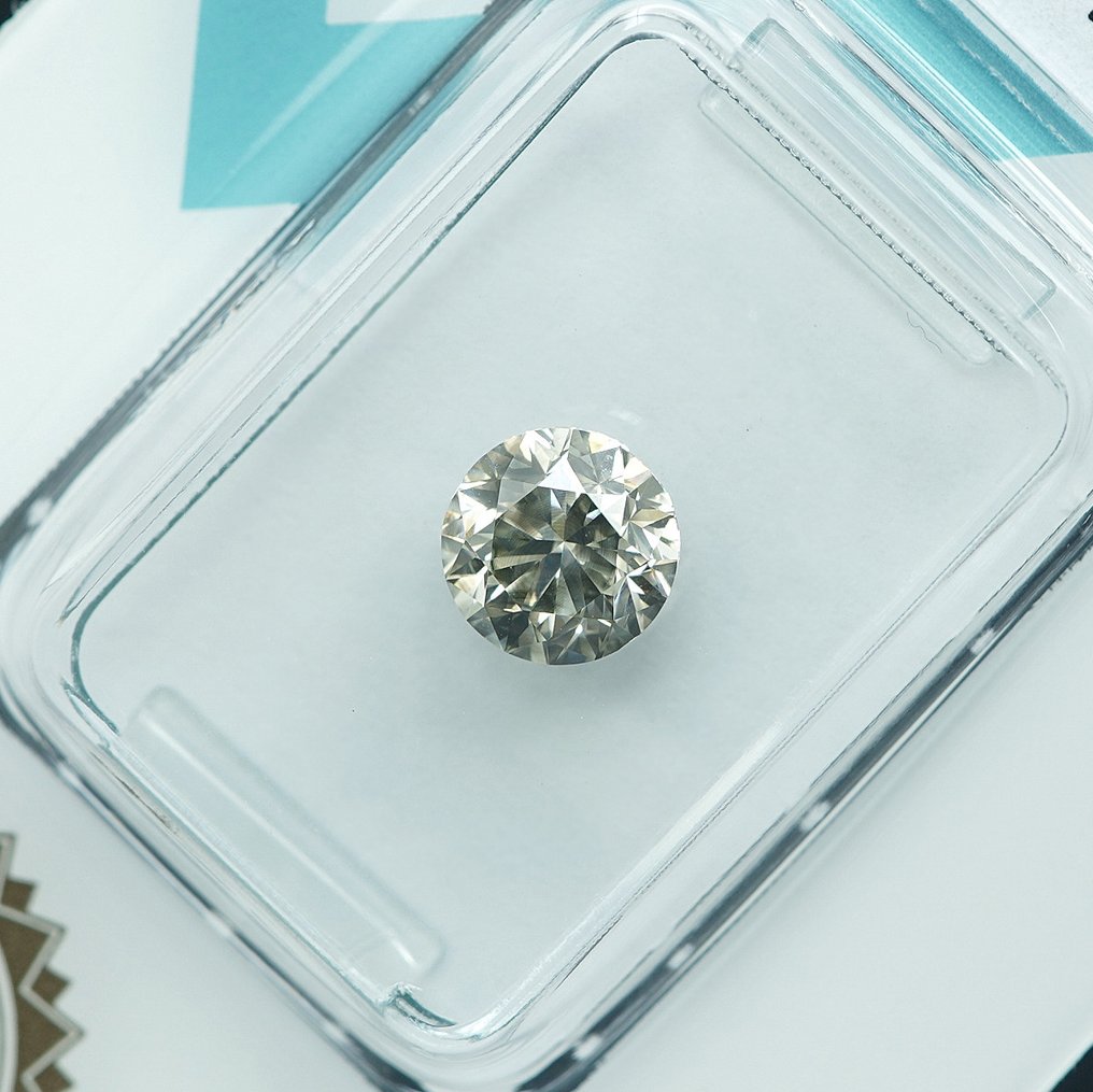 1 pcs Diamant  (Naturligt färgad)  - 1.09 ct - Rund - Fancy light Gråaktig Gul - SI2 - International Gemological Institute (IGI) #3.2