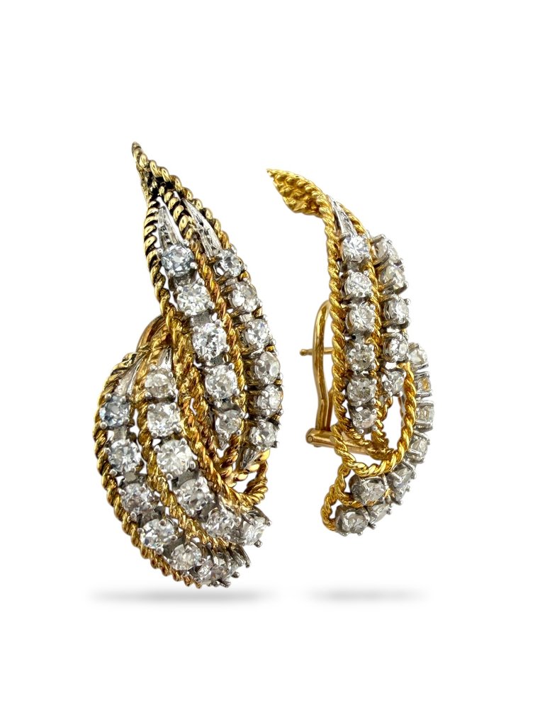 耳環 - 18 克拉 黃金, 复古18K黄金3.84克拉钻石尖头耳环 - 3.84ct. tw. 鉆石 (天然) #4.3