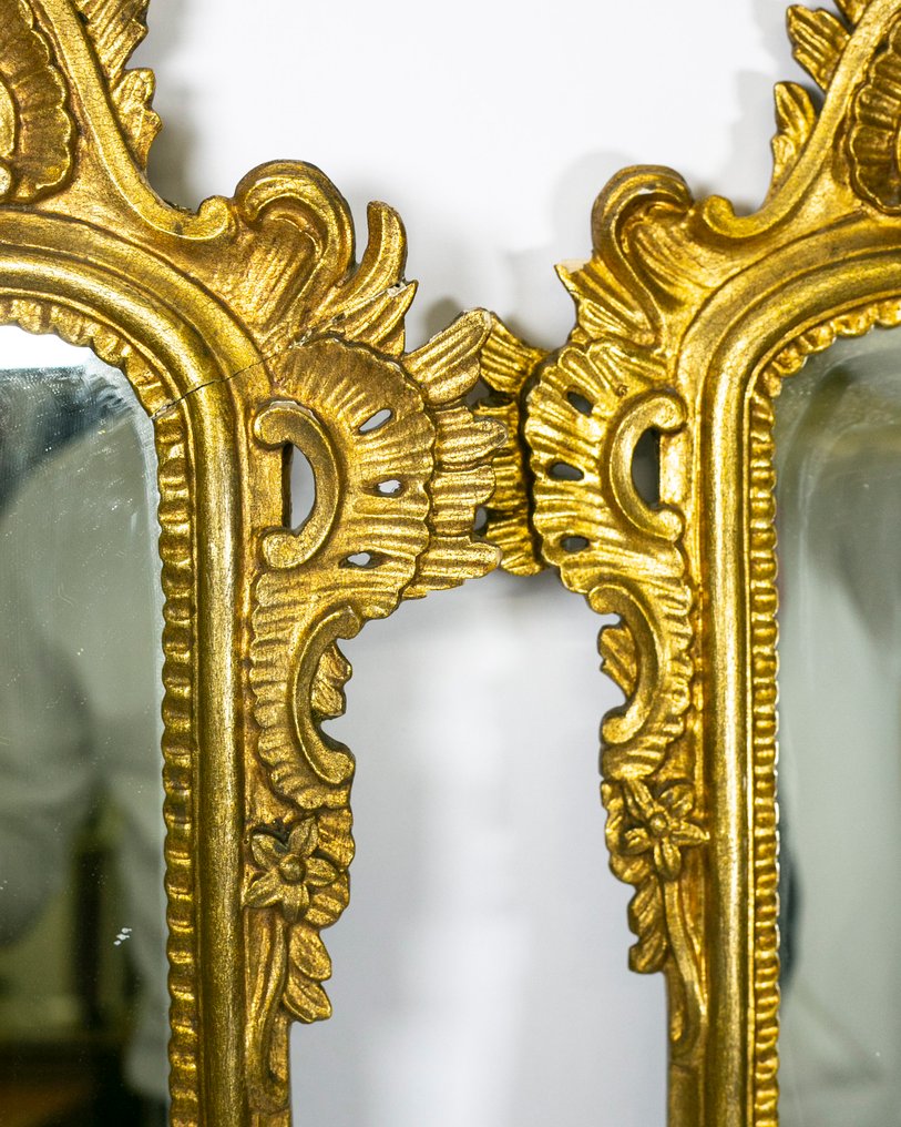 Fali tükör (2)- Ventoline napoletane aranyozott fából - Fa, Üveg #3.2