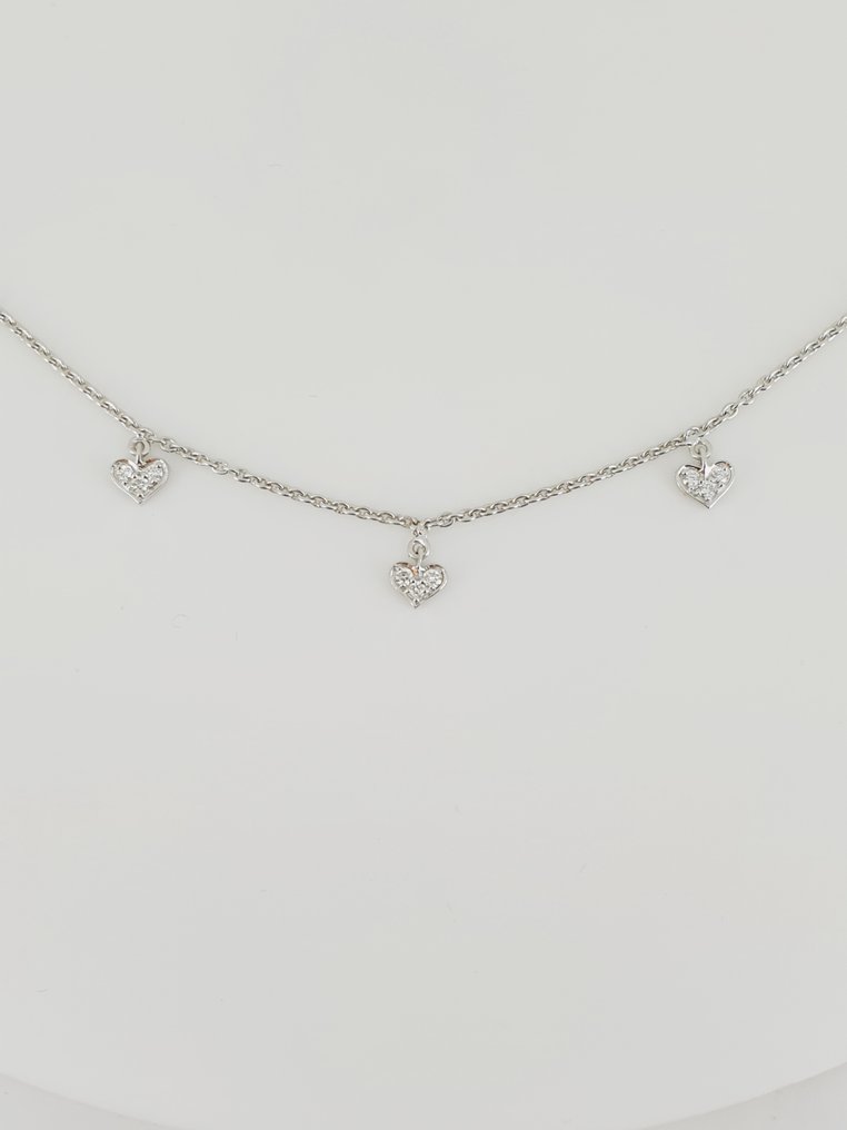 项链 - 18K包金 黄金, 镀铑 - 0.30ct. tw. 钻石 (天然) #1.0