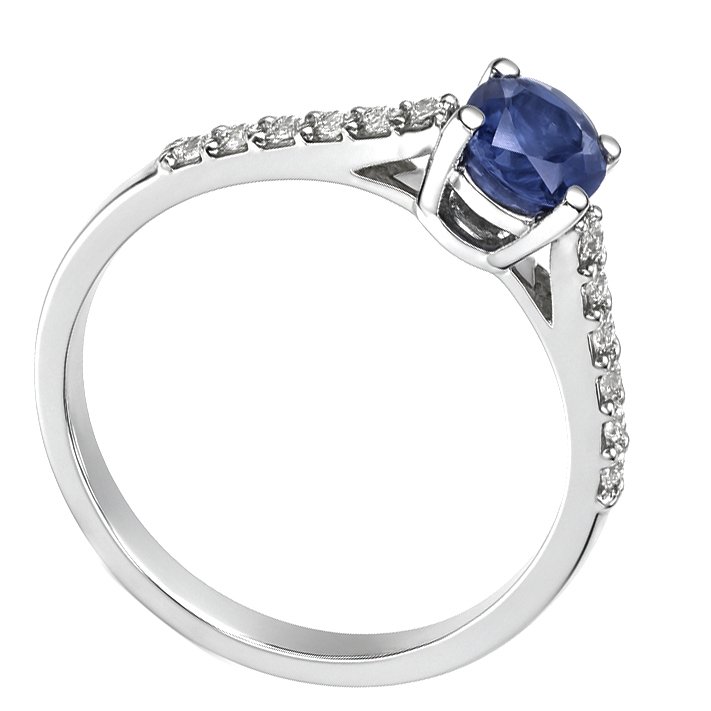 戒指 - 18K包金 白金 -  1.29ct. tw. 蓝宝石 - 钻石 #1.0