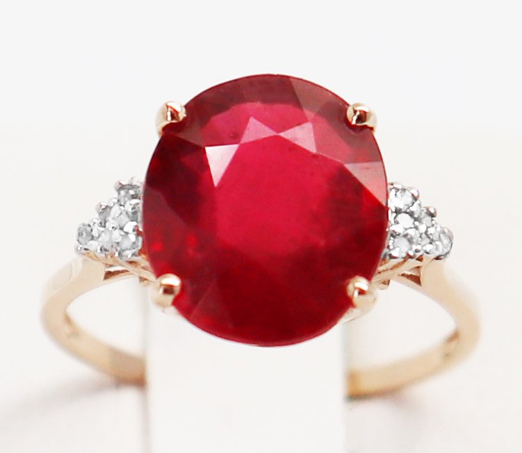 没有保留价 - 戒指 - 14K包金 黄金 红宝石 - 钻石 #1.0