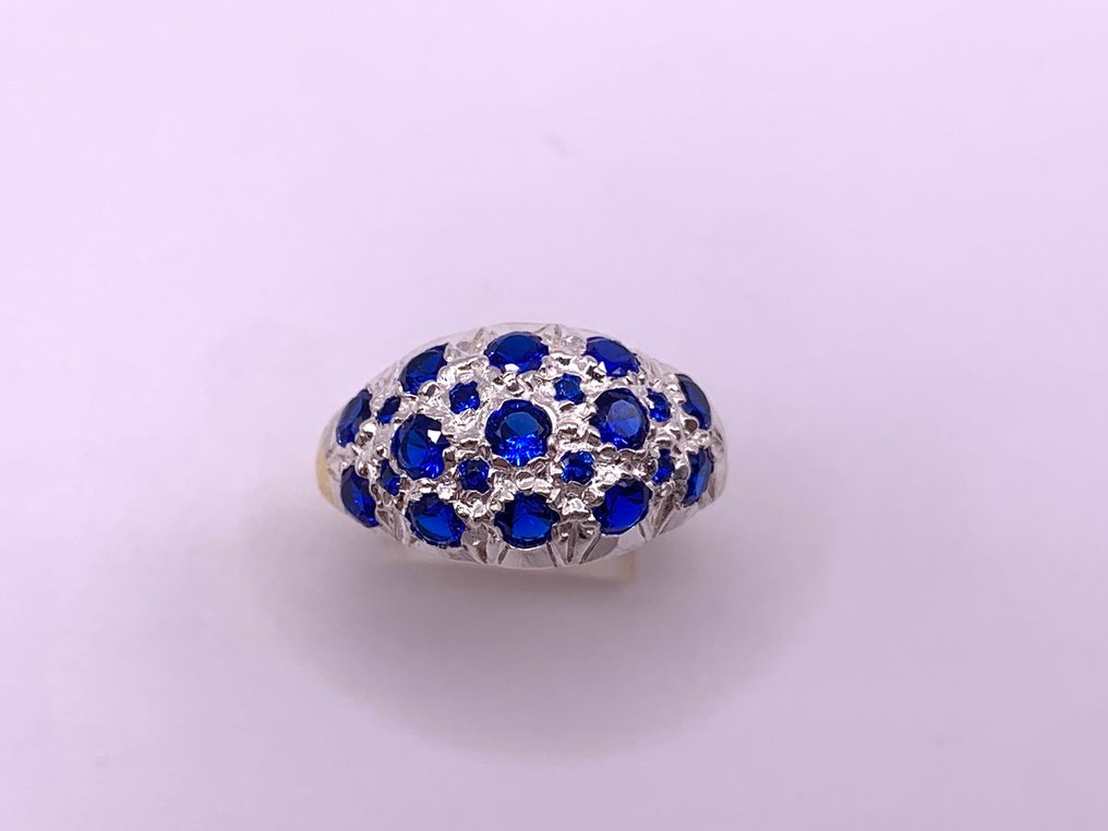 没有保留价 - 鸡尾酒戒指 - 9 kt. 黄金, 银 蓝宝石 - 蓝宝石 #2.1