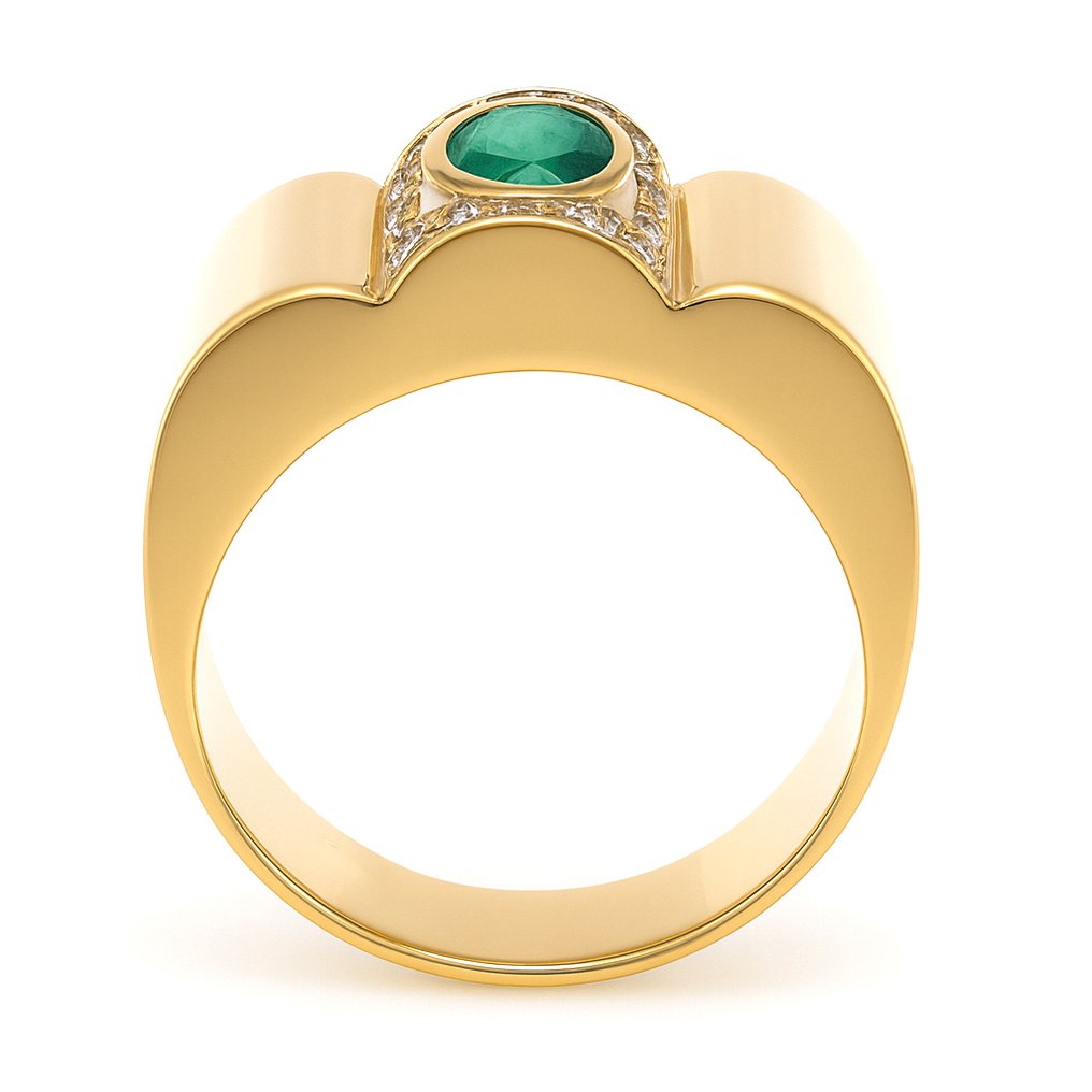 Ring - 18 kraat Gulguld -  1.30ct. tw. Smaragd - Diamant #3.2