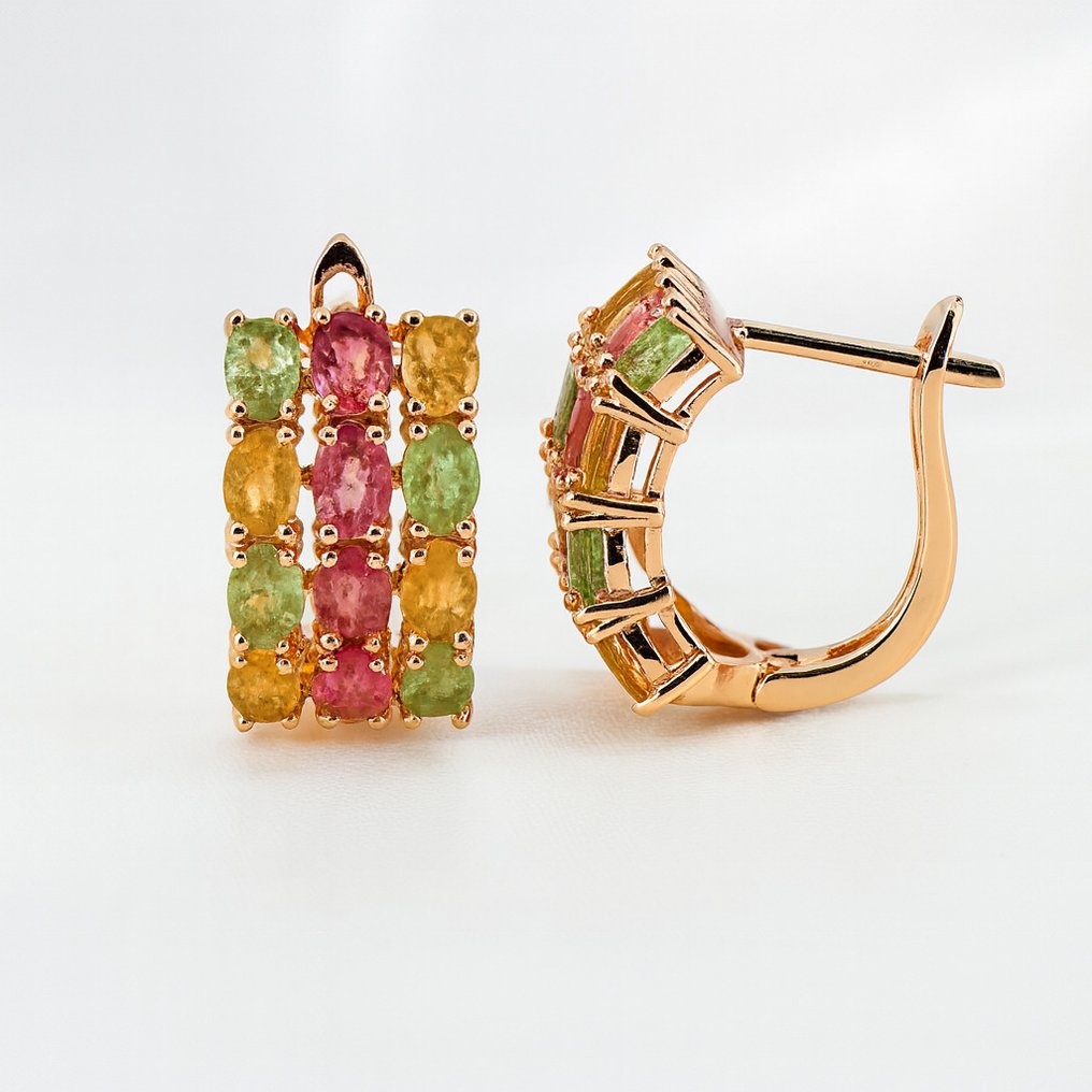 没有保留价 - 耳环 Gold-plated 电气石 - 18kt 金镀 #3.2