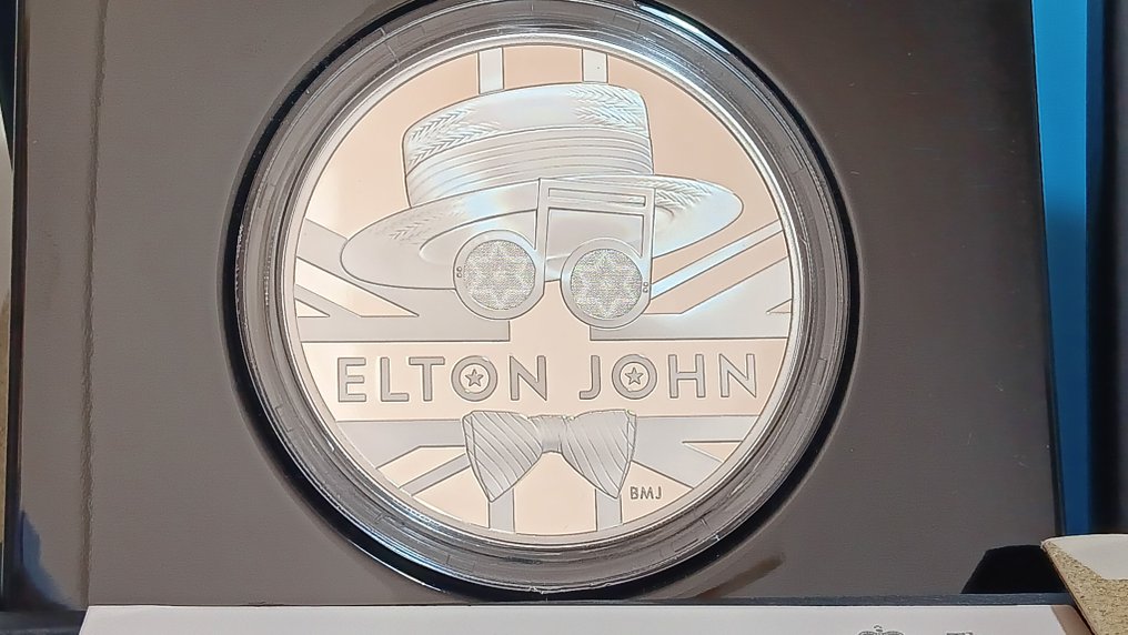 Ηνωμένο Βασίλειο. 10 Pounds Moneta Argento  10 poinds proof  2020 Elton John, 5 Oz #1.0