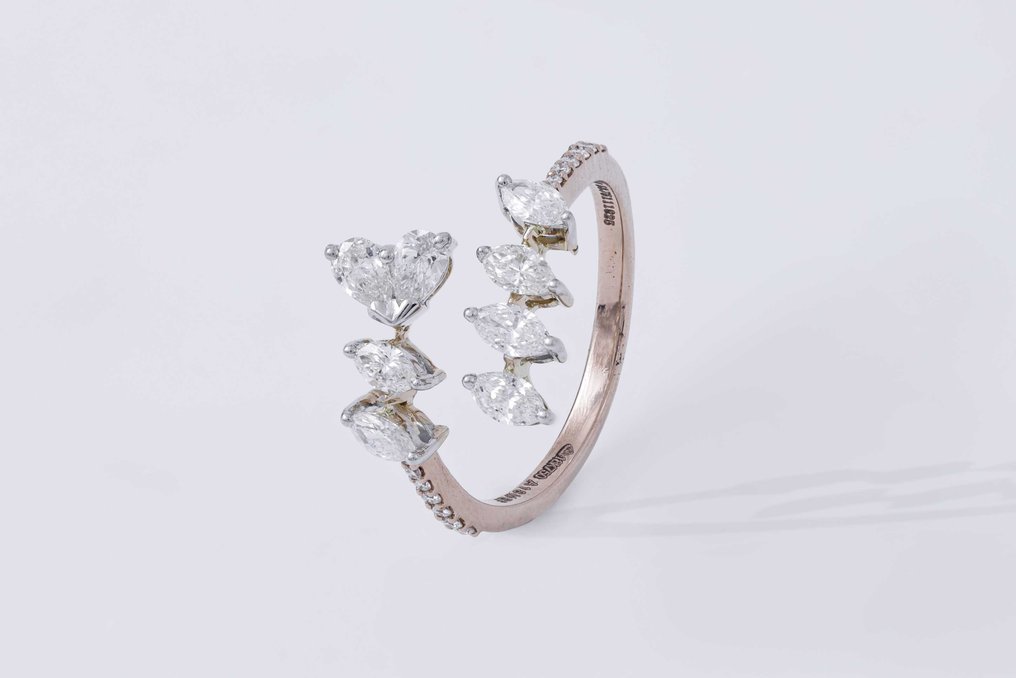 戒指 - 18 克拉 黃金 -  0.87ct. tw. 鉆石 (天然) - 鉆石 #1.0