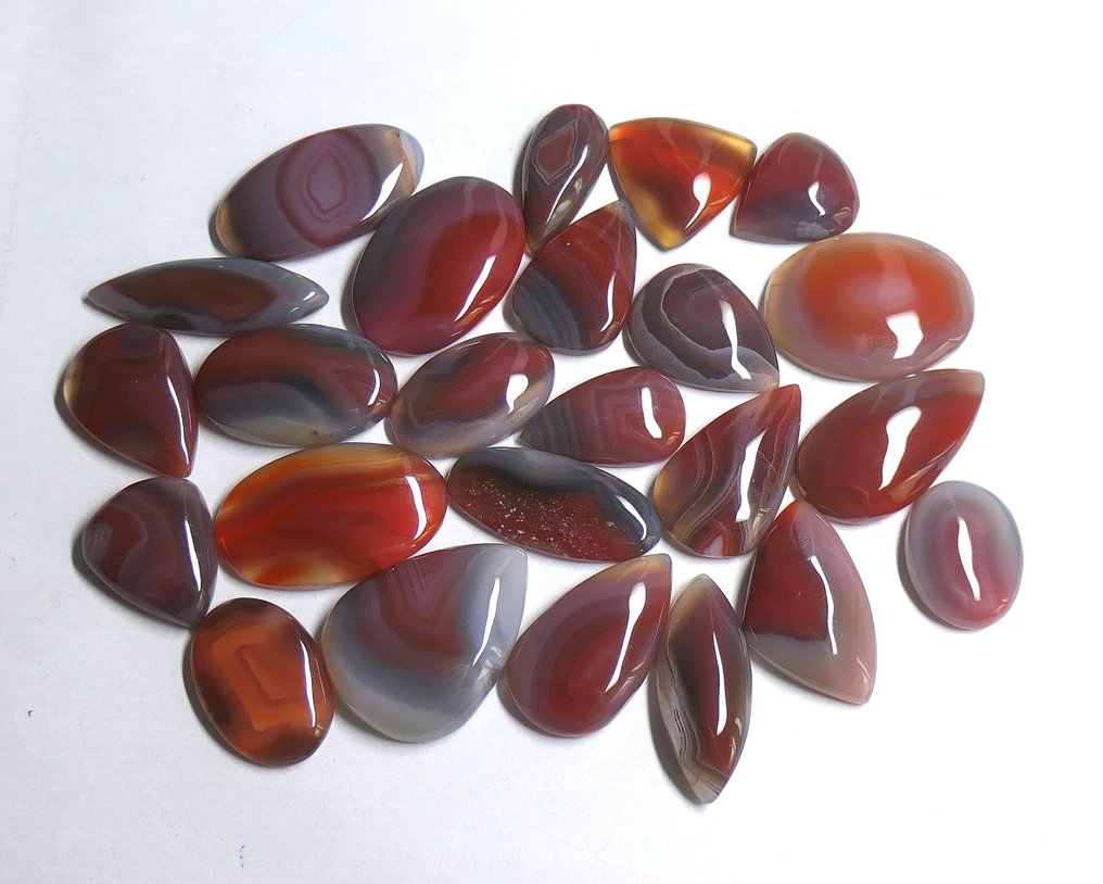 KÆMPE PARTI 100% NATURLIGE AGATTER Cabochon- 100 g - (24) #1.0