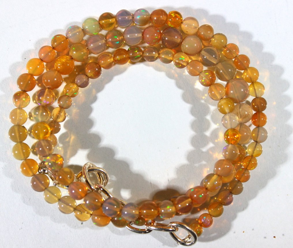 Ct. 52.00 未处理的埃塞俄比亚欧泊珍珠项链 手工制作的- 10.4 g #1.0