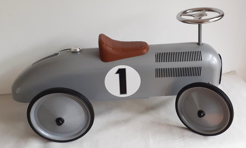 "Retro Roller" - Toy "Retro Roller" Ride On Racing Car, Nummer 1 kleur grijs #4.3