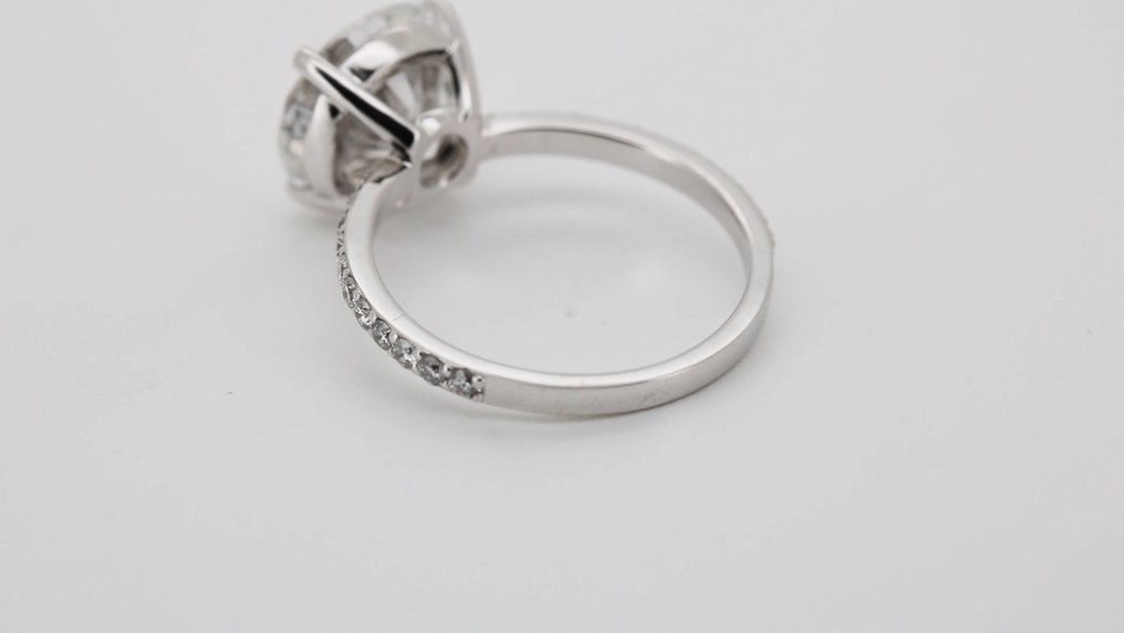 Inel - 18 ct. Aur alb -  5.00ct. tw. Diamant (Cultivat în laborator) - Diamant - Round E-VVS2 #3.2