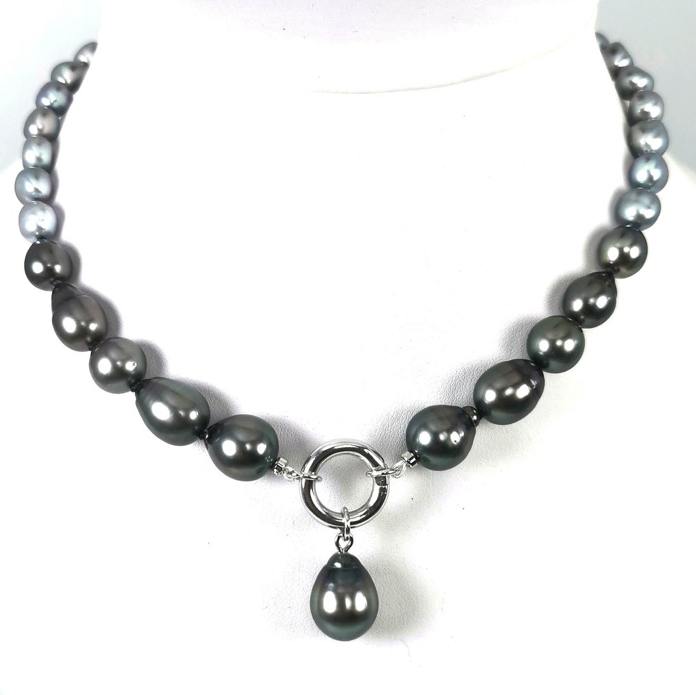项链 银 珍珠 - 珍珠 - Tahiti 毕业 Ø7-12MM #1.0