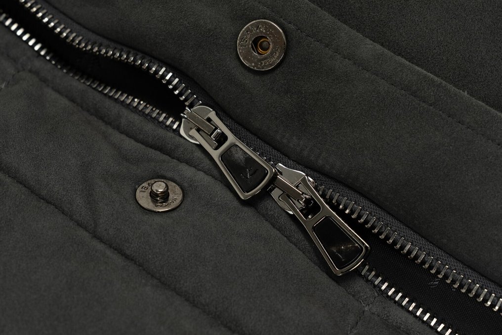 RRP 4200€ ISAIA NAPOLI Slate Green Padded Vest Jacket Lambskin Leather - 48 IT - Gilet - New with tags #4.3