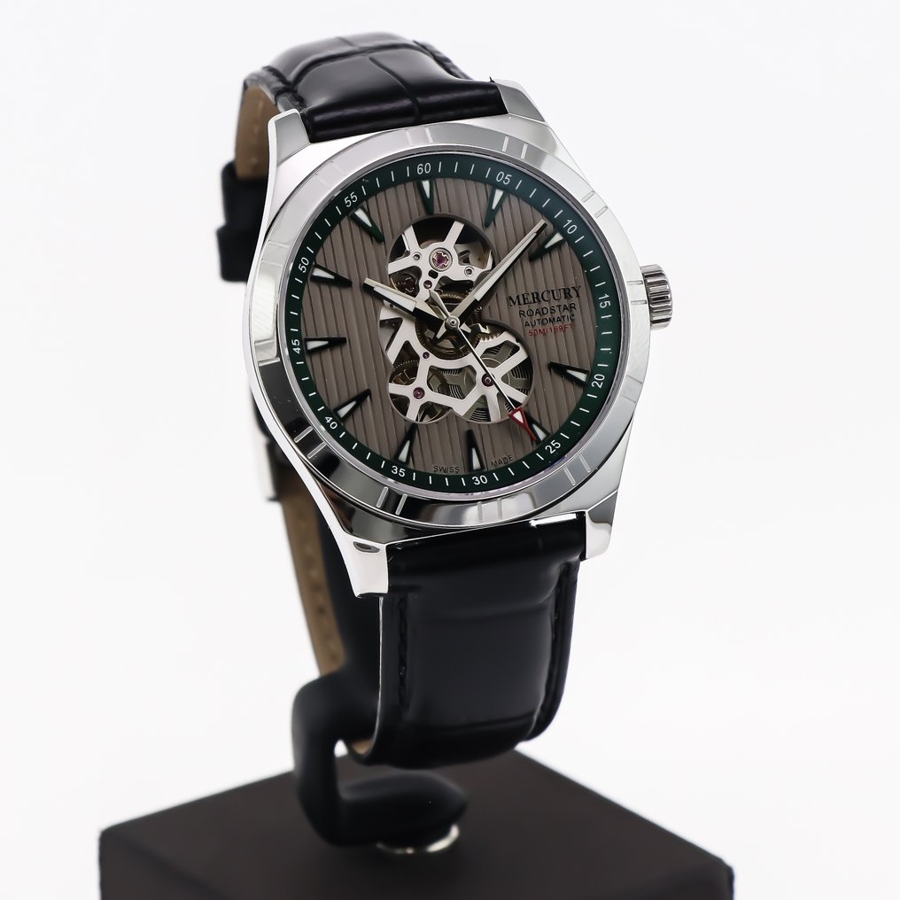Mercury - Roadstar Skeleton Automatic Swiss Watch - MEA493SK-SL-12 - Ingen mindstepris - Mænd - 2020+ #1.0
